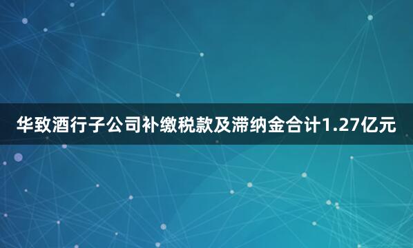华致酒行子公司补缴税款及滞纳金合计1.27亿元