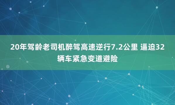 20年驾龄老司机醉驾高速逆行7.2公里 逼迫32辆车紧急变道避险