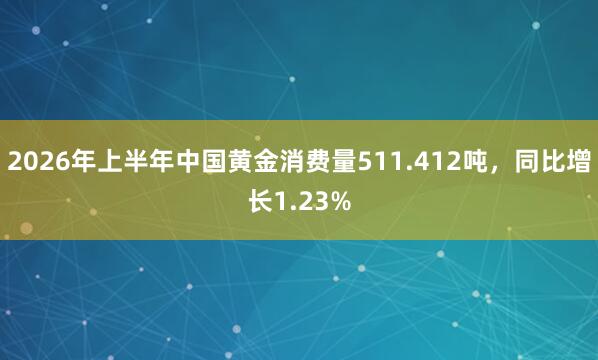 2026年上半年中国黄金消费量511.412吨，同比增长1.23%
