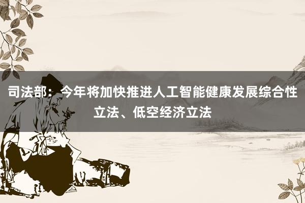 司法部：今年将加快推进人工智能健康发展综合性立法、低空经济立法