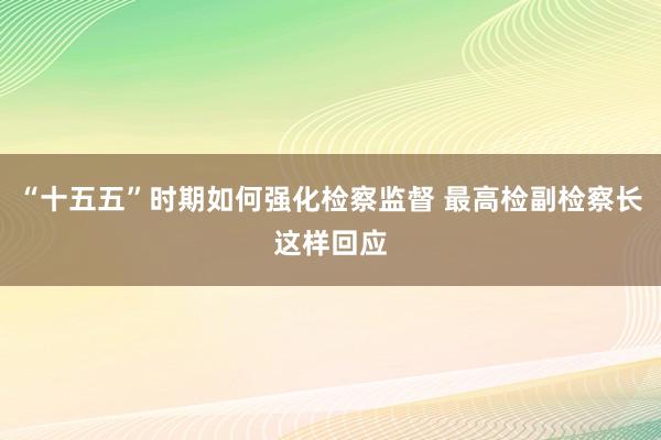 “十五五”时期如何强化检察监督 最高检副检察长这样回应
