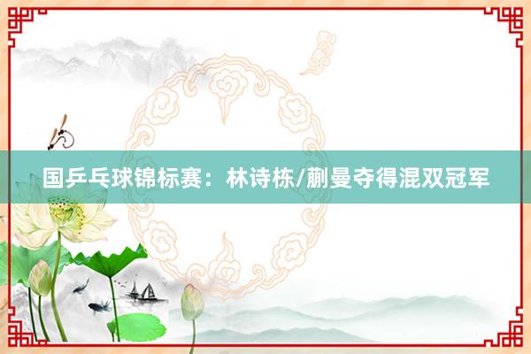 国乒乓球锦标赛：林诗栋/蒯曼夺得混双冠军