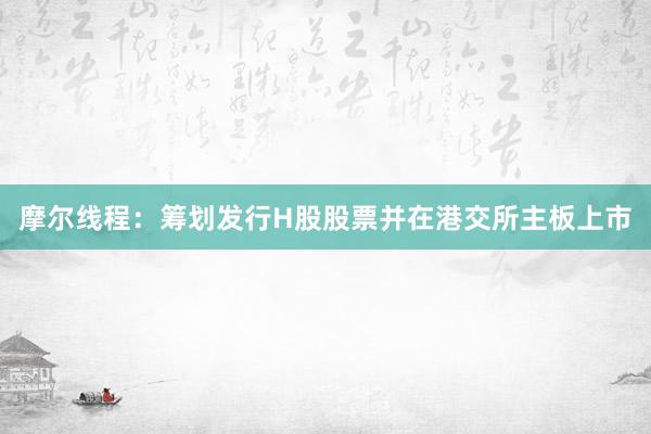 摩尔线程：筹划发行H股股票并在港交所主板上市