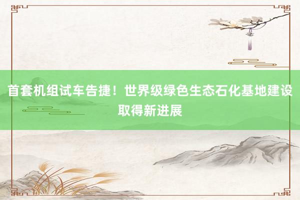 首套机组试车告捷！世界级绿色生态石化基地建设取得新进展
