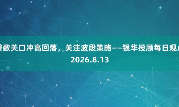 整数关口冲高回落，关注波段策略——银华投顾每日观点2026.8.13