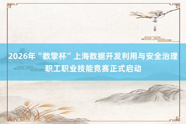 2026年“数擎杯”上海数据开发利用与安全治理职工职业技能竞赛正式启动