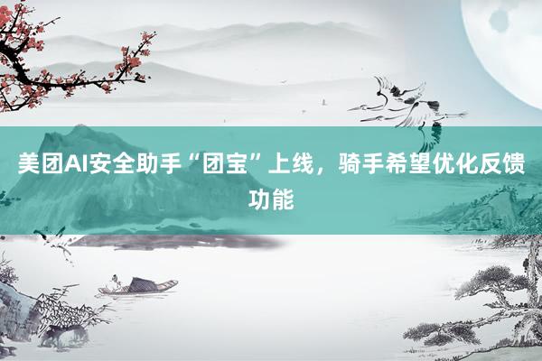 美团AI安全助手“团宝”上线，骑手希望优化反馈功能