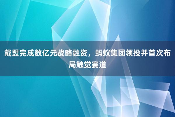 戴盟完成数亿元战略融资，蚂蚁集团领投并首次布局触觉赛道