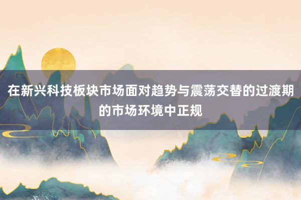 在新兴科技板块市场面对趋势与震荡交替的过渡期的市场环境中正规