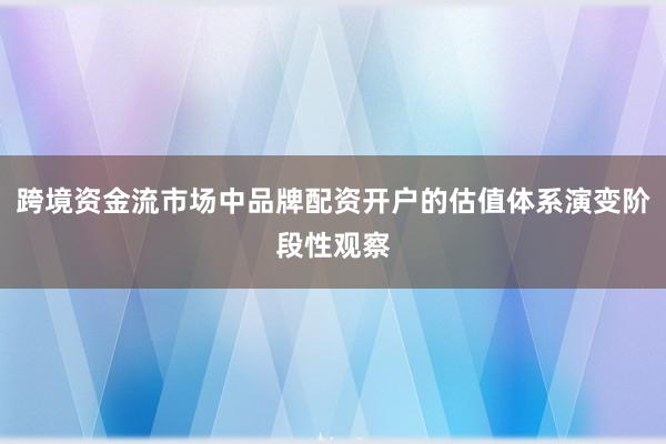 跨境资金流市场中品牌配资开户的估值体系演变阶段性观察
