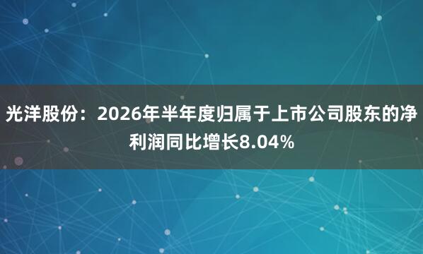 光洋股份：2026年半年度归属于上市公司股东的净利润同比增长8.04%