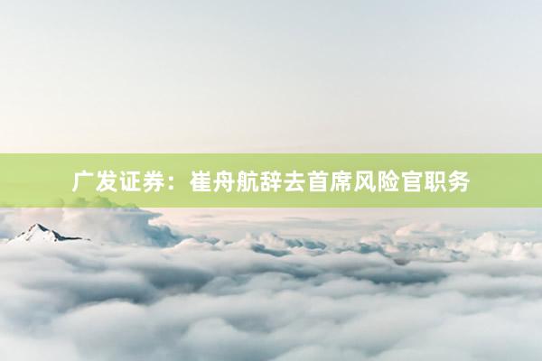 广发证券：崔舟航辞去首席风险官职务