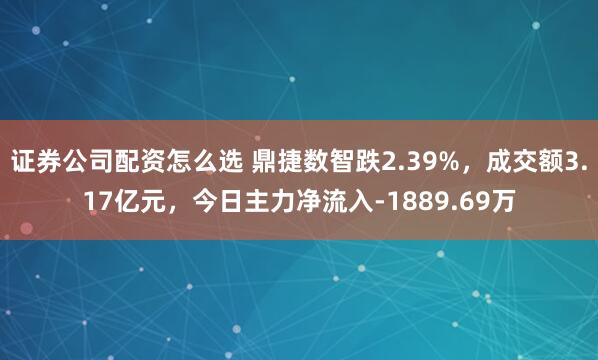 证券公司配资怎么选 鼎捷数智跌2.39%，成交额3.17亿元，今日主力净流入-1889.69万