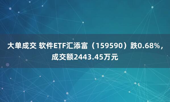 大单成交 软件ETF汇添富（159590）跌0.68%，成交额2443.45万元