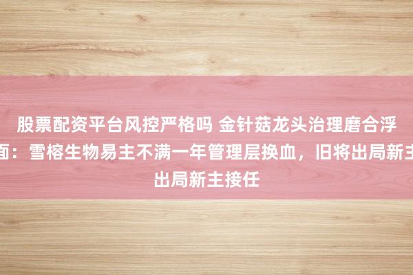 股票配资平台风控严格吗 金针菇龙头治理磨合浮出水面：雪榕生物易主不满一年管理层换血，旧将出局新主接任